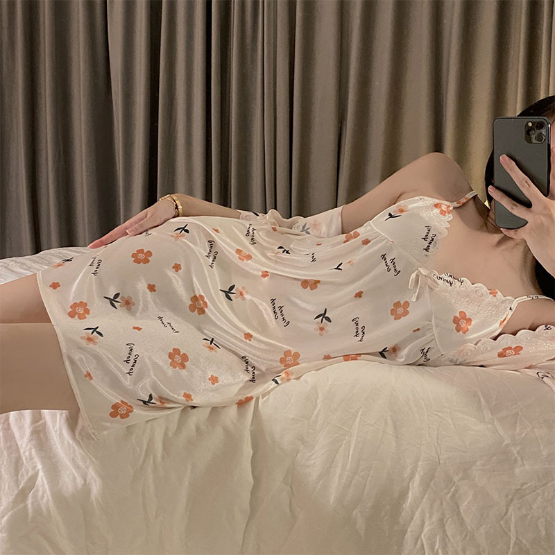 2024 verano encaje de hielo sexy cabina pijama de dos piezas Kimono de dos piezas Ropa de baño ropa para el hogar