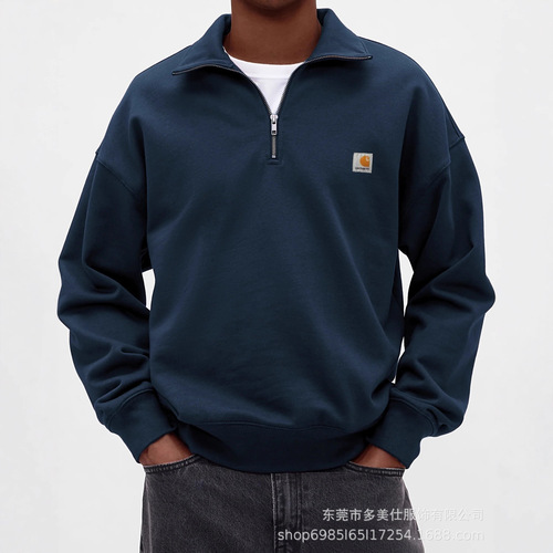 Men's New Autumn/Winter Fashionable Casual Hoodie with Lapel, Solid Color, Zipper, Long-Sleeved Sports Top for Men