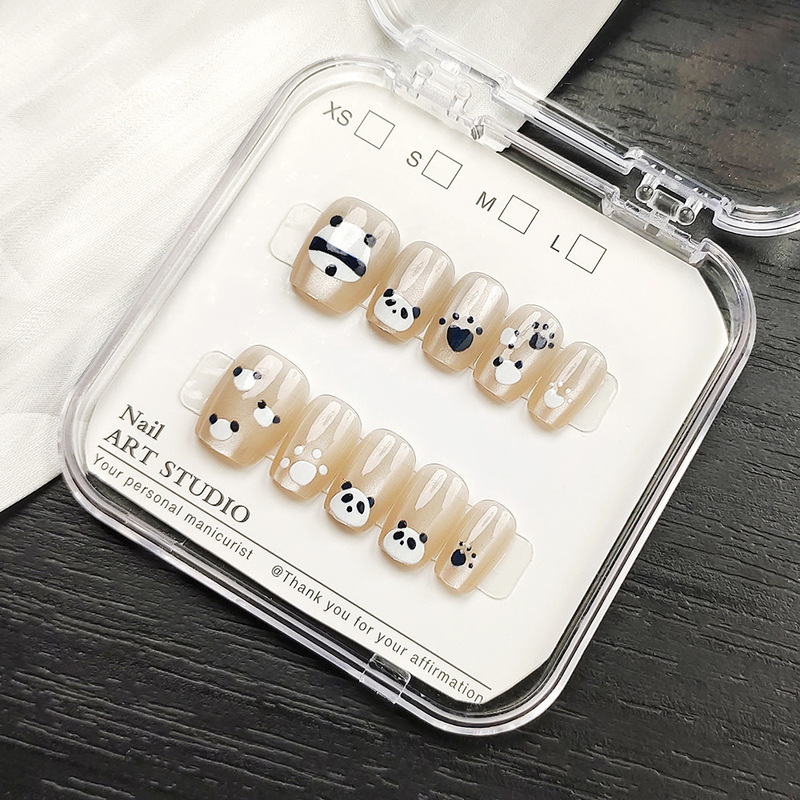 Pure hand-worn armour MengMeng bear manicure cat eye high-grade white detachable cute finished jelly glue wholesale