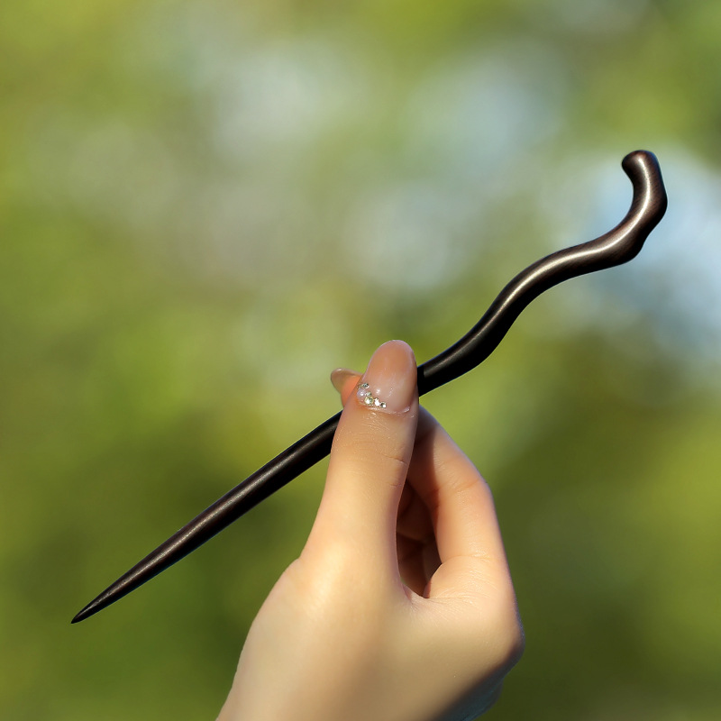 Xiangyun horquilla estilo antiguo simple diario de alto grado updo horquilla de madera nuevo estilo chino accesorios para el cabello palillos de ébano al por mayor