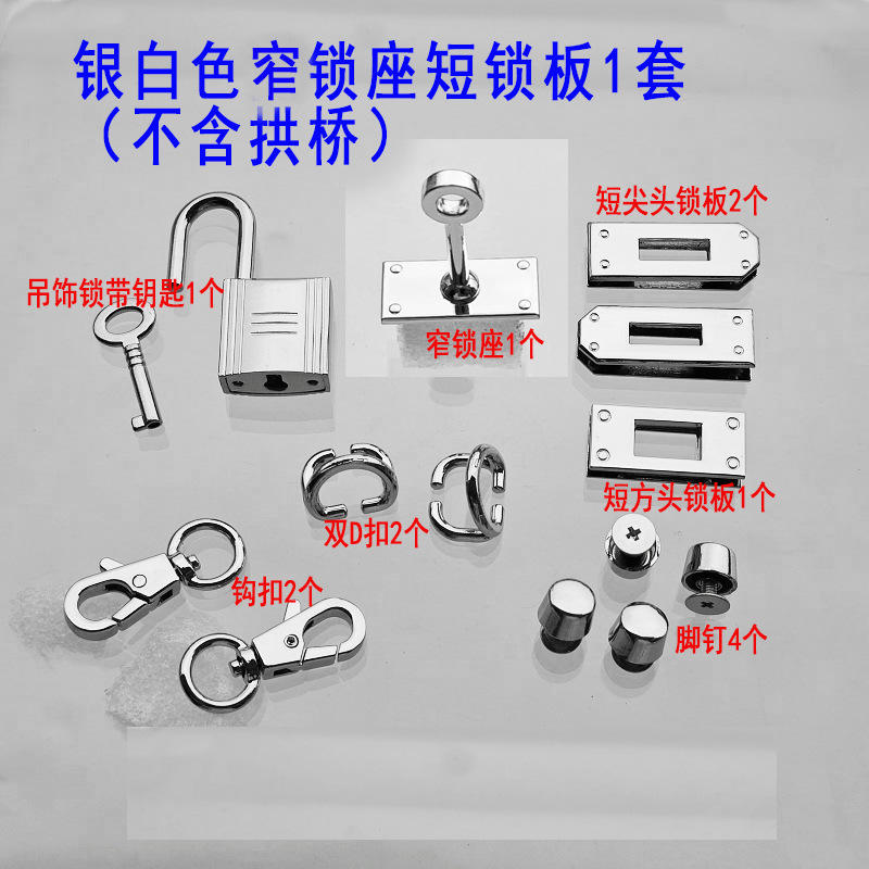 Accesorios metálicos rectangulares de placa de bloqueo doble D gancho de tornillo de bloqueo arco pequeño platino Kelly bolso de mujer tornillo de clavo