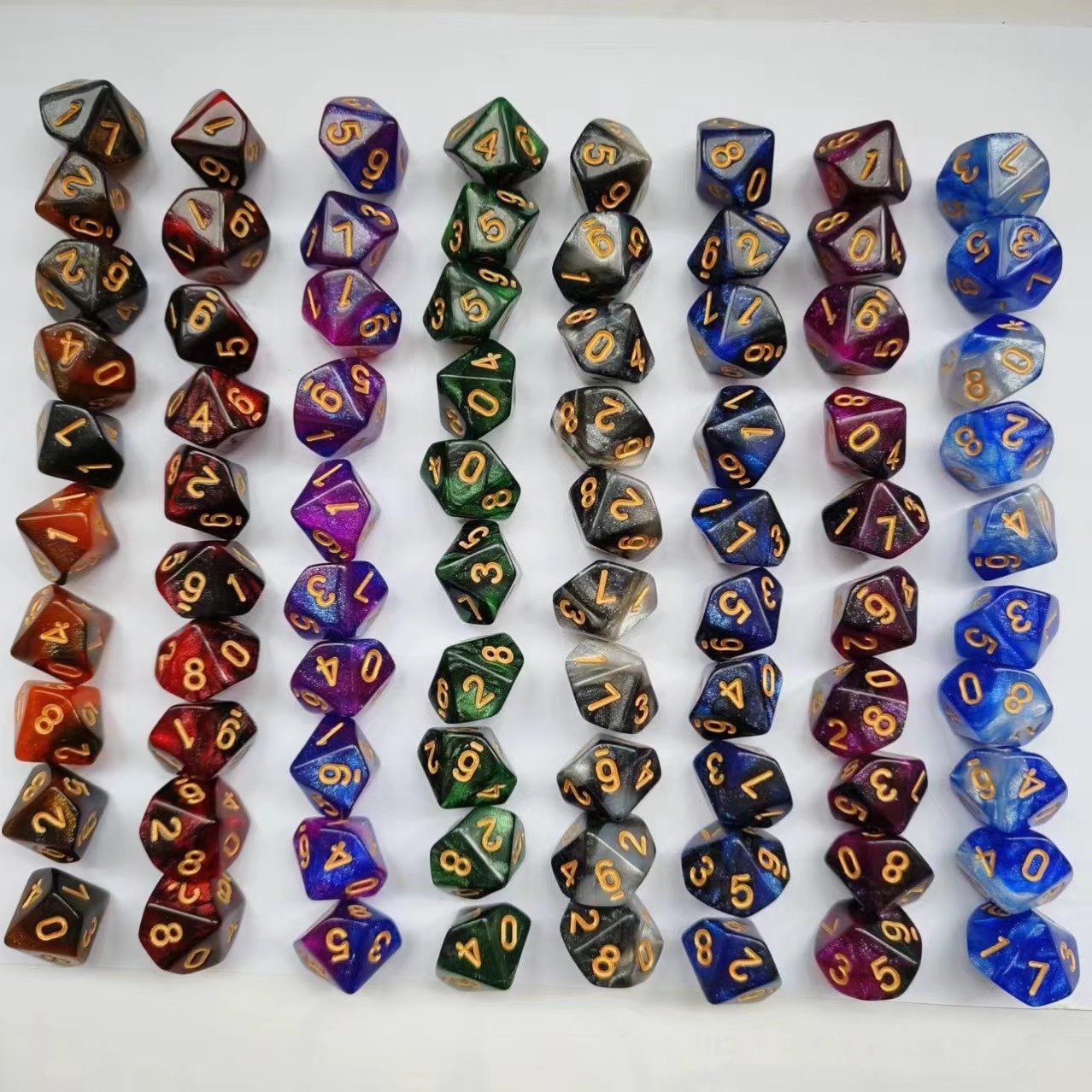0-9 Ten-sided two-color starry sky brilliant color 10 sets of digital multi-sided game DND dice DICE dice