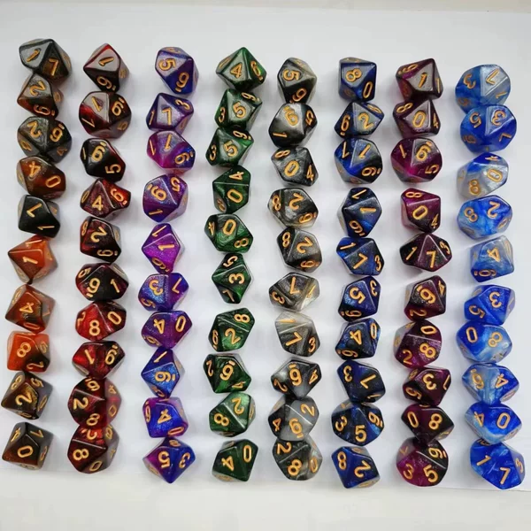 0-9 Ten-sided two-color starry sky brilliant color 10 sets of digital multi-sided game DND dice DICE dice