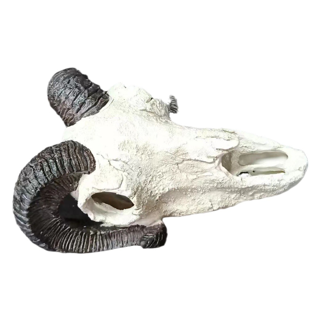 Decoración de calavera de resina Esquina en blanco y negro Cabeza de vaca y oveja Acuario Desert Micro Paisaje Artesanía Animales Huesos Explosiva