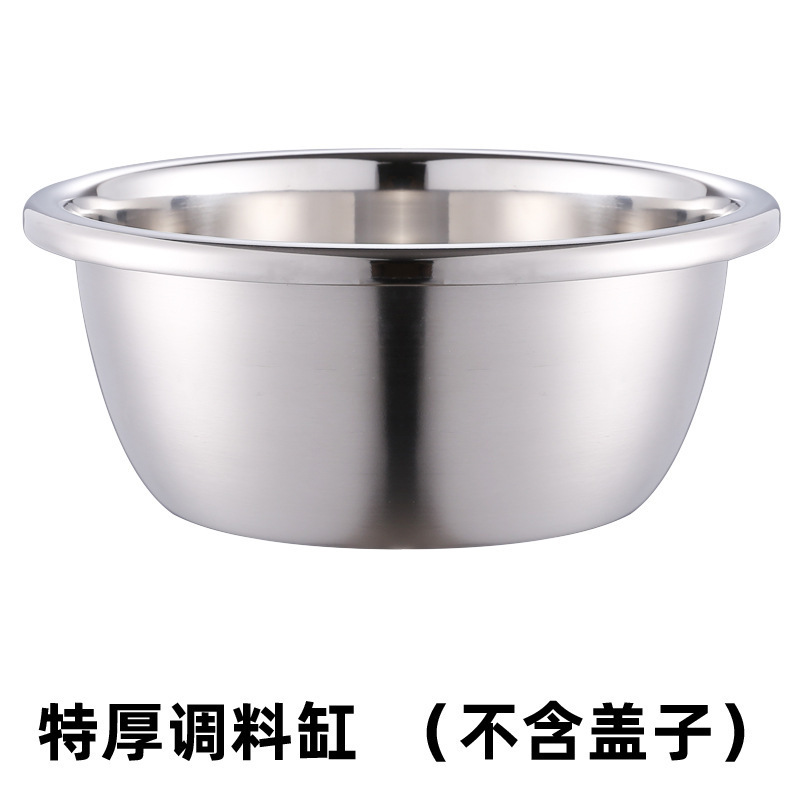 厚いステンレスのたらいは蓋と洗面器の洗面器を持っています。|undefined