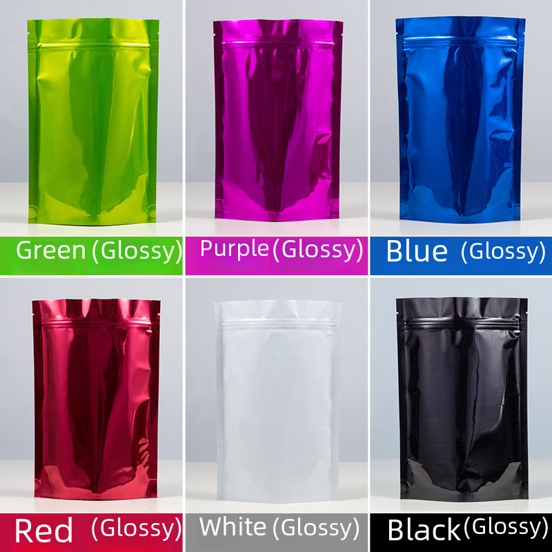 Colored aluminum foil bags, aluminum-plated self-sealing plastic bags, metal sealed bags, sample packaging, tea bag packaging wholesale
