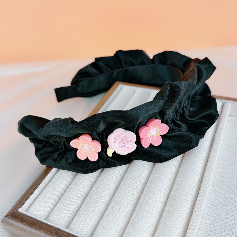 Alta cráneo superior negro plisado diadema horquilla de las mujeres lavado facial banda de pelo borde ancho versátil 2023 Internet celebridad nueva diadema