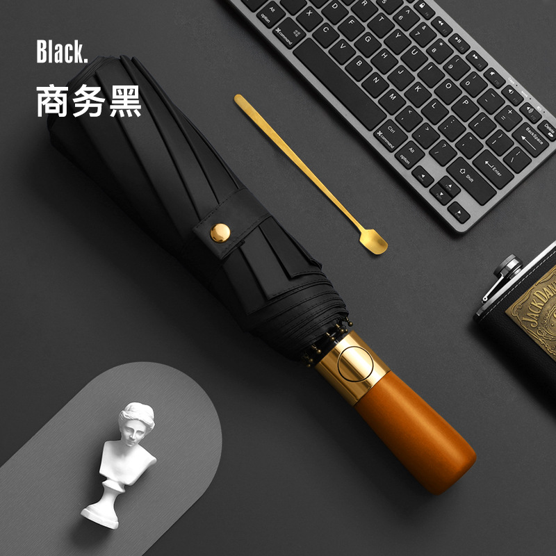 Paraguas, paraguas plegable, paraguas automático de doble varilla inversa, paraguas para lluvia o sol, resistente a tormentas, revestimiento negro engrosado, tamaño grande, doble varilla.