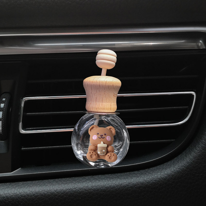 Red de la red color té leche dibujos animados coche salida de aire botella de perfume creativo lindo coche decoración de aromaterapia accesorios de coche