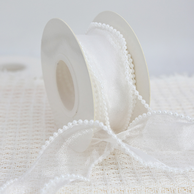 Ribbon de hilo de cola de pez floral ribbon horneado pastel de flores de borde buquete de hilo ondulado decoración de mariposa ribbon hilo de perla