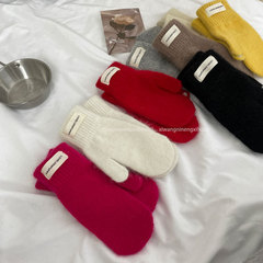 韓版兔毛包指手套~可可愛愛ins風可觸屏連指手套學生秋冬保暖批發