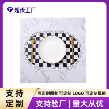 定制皮革餐垫隔热防烫防水防油垫子西餐垫杯垫盘垫锅垫餐盘棋盘格