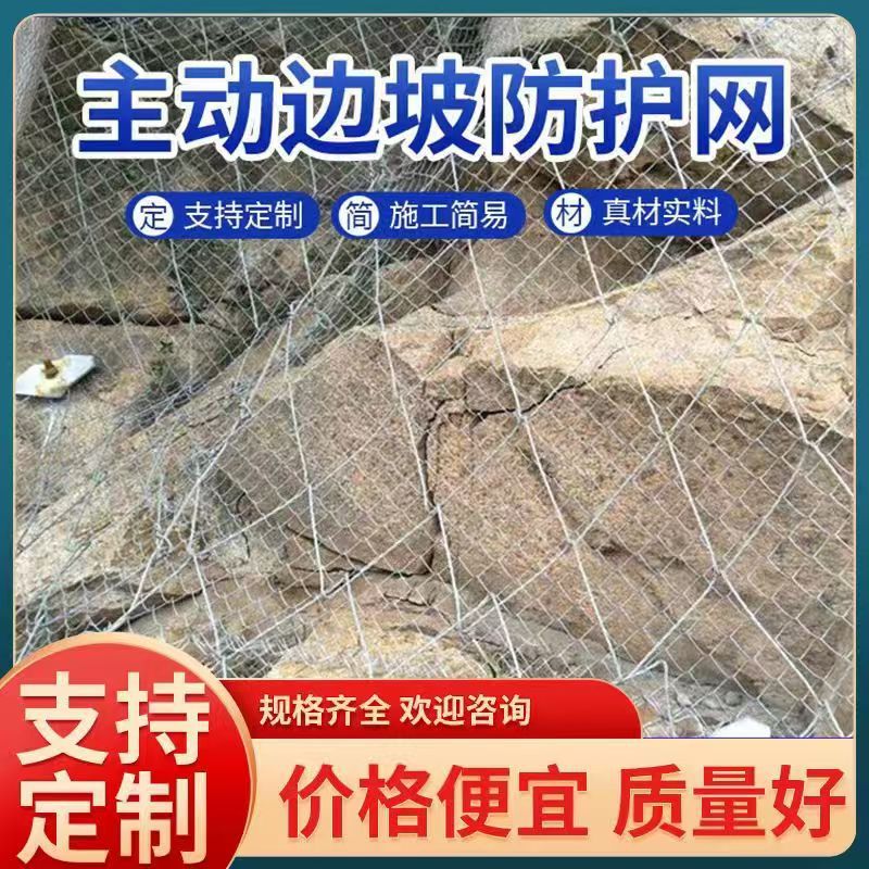 边坡防护网主动防护网柔性钢丝绳安全网防落石固土网山体护坡网