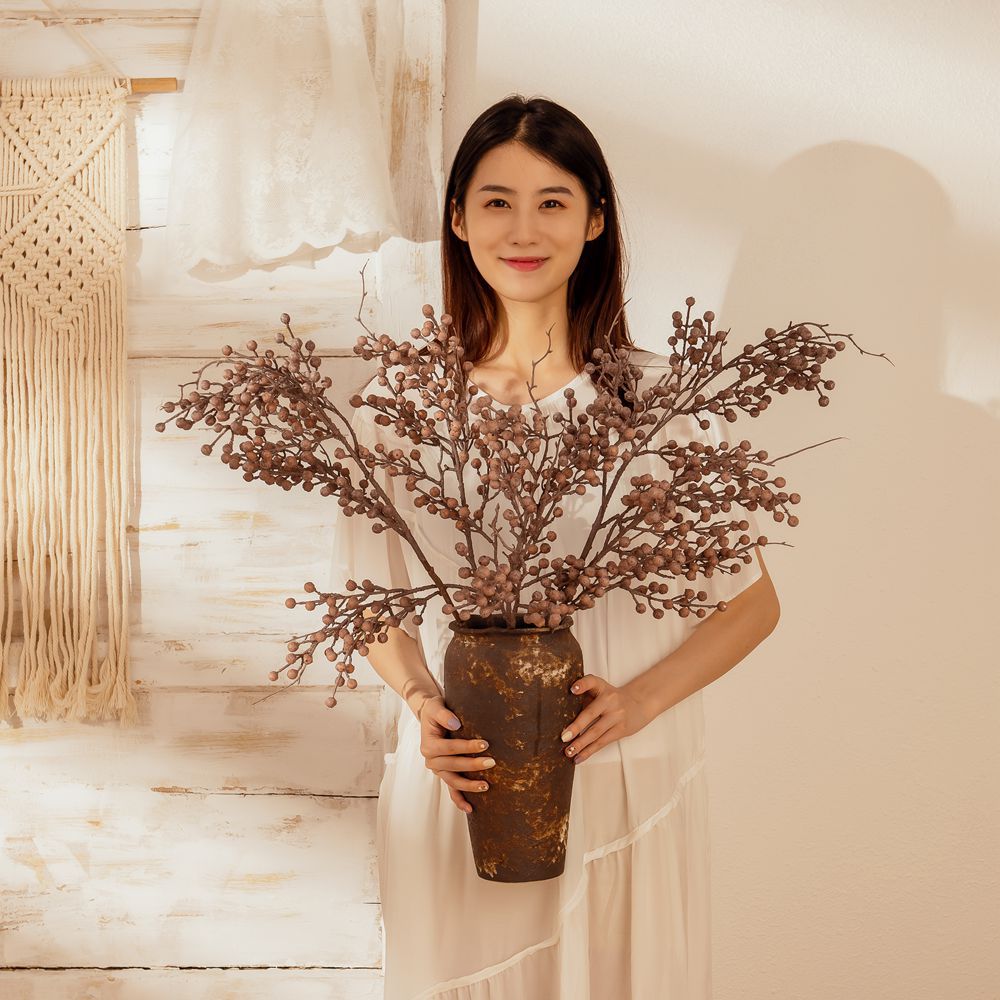 婚慶仿真花乾枯雨冬青果INS風廠家家居裝飾跨境批發假花MW82111