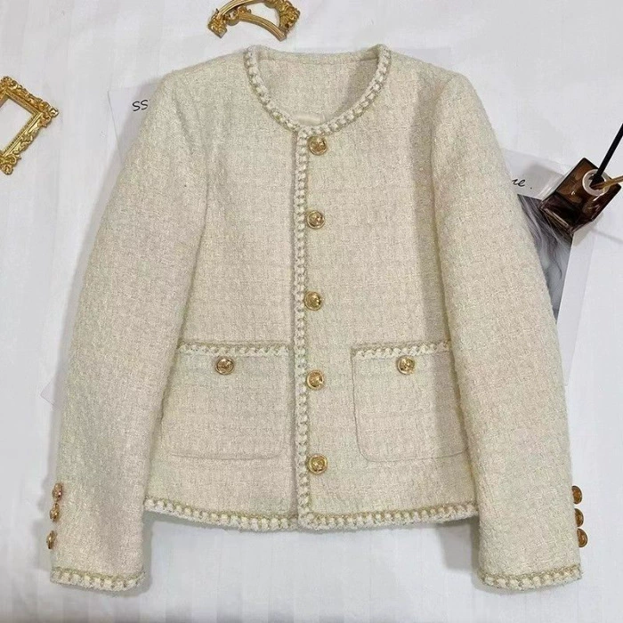 Демисезонная шерстяная куртка, стиль Chanel, французский стиль