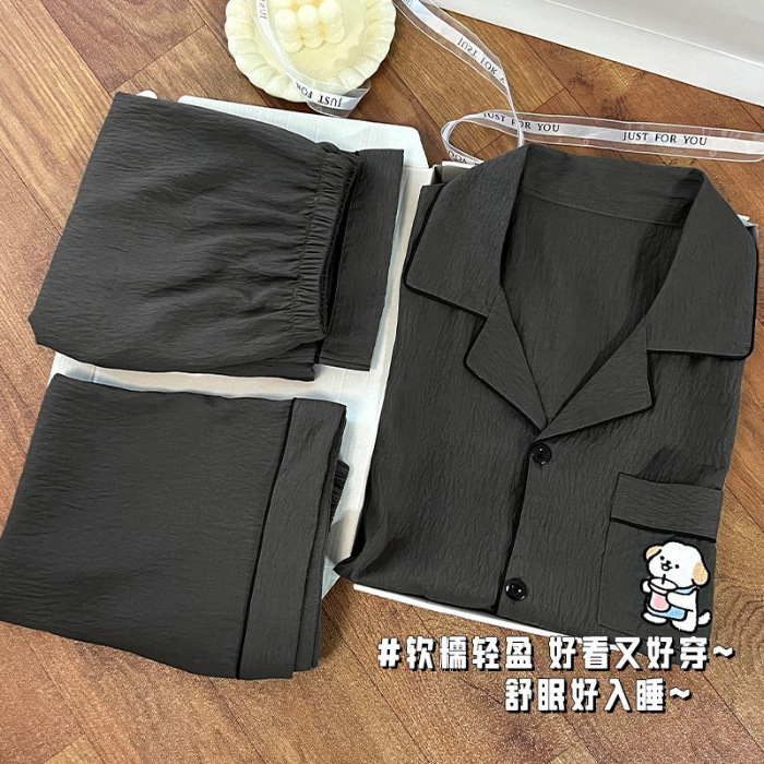 Pijamas de verano para hombres simple ocio dibujos animados perros bordados nubes sólidas algodón ropa de hogar tres piezas conjunto de cabello