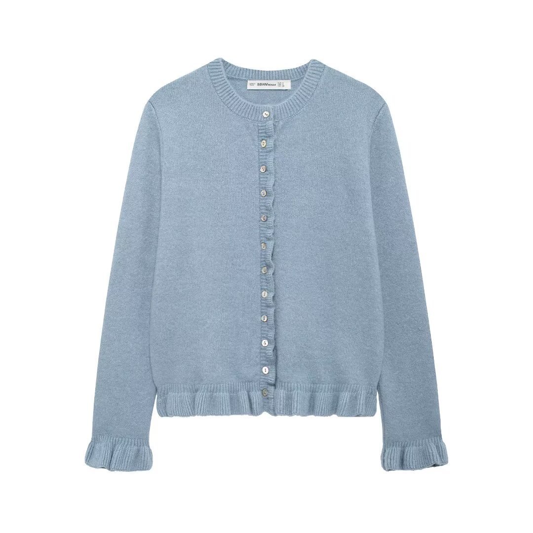 Women's clothing 2024 autumn and winter new fashionable round neck layered decorative knitted jacket_voghion.com