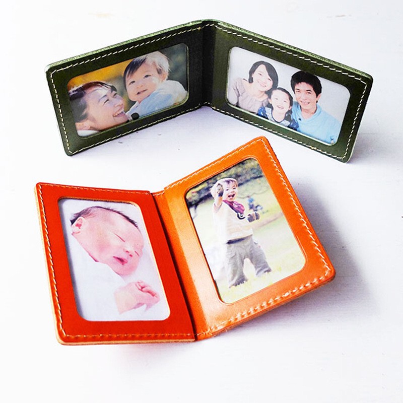 Japanese Pu Leather Photo Frame Home Desk Mini Photo Album Frame Portable Small Photo Frame