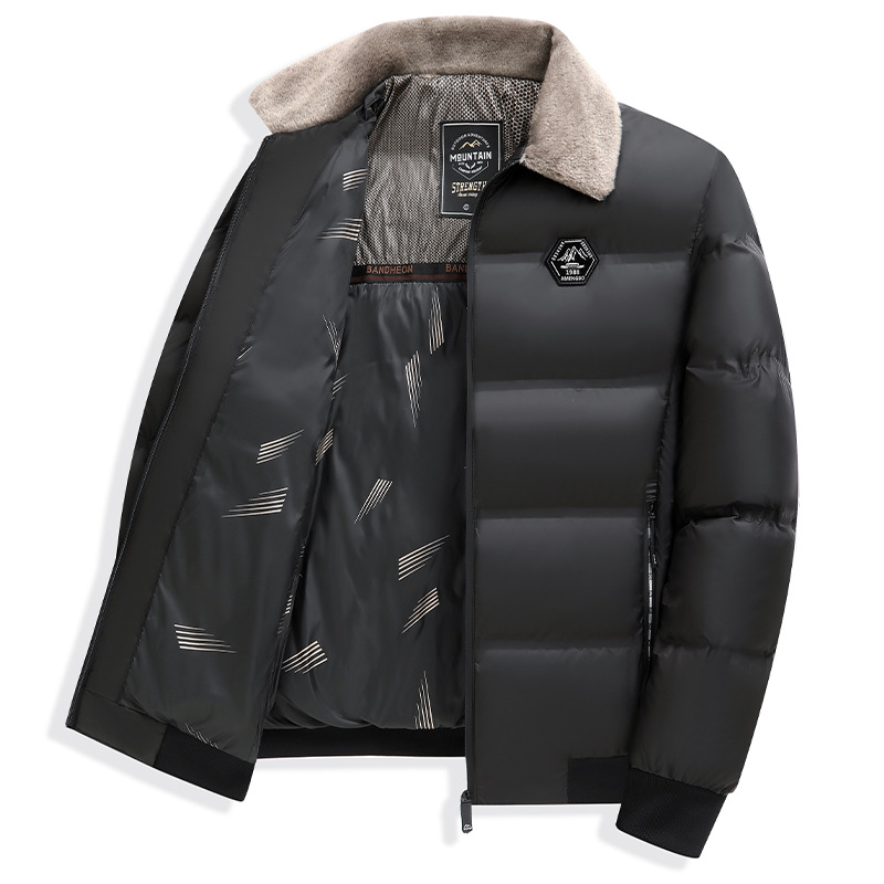 Men's Cotton-padded Clothes, Cotton-padded Clothes, Warm Men's Clothing, Loose Lapel Collar, Fur Collar Jacket._viptrois.com