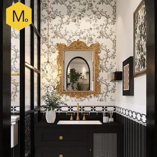 French Retro Cream Style Bathroom Tiles American Branch Rose Tiles Toilet Bathroom Wall Tiles