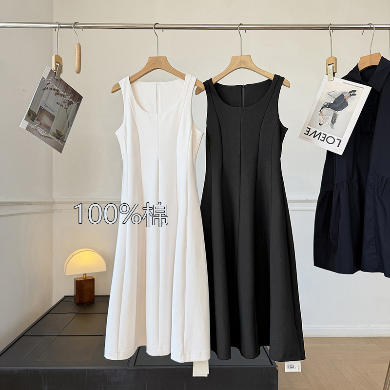 Nordic Style! Summer New Commuter Style Embossed Waist-Slimming Three-Dimensional Cut Sleeveless Vest Dress for Women Nordic Style! Summer New Commuter Style Embossed Waist-Slimming Three-Dimensional Cut Sleeveless Vest Dress for Women