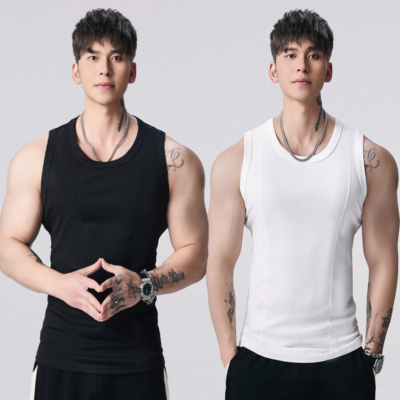 Heavy Weightweight 310g Sleeveless Waistcoat Men's Vest Show Big Summer Sports Leisure Fitness Training T-Shirt Base