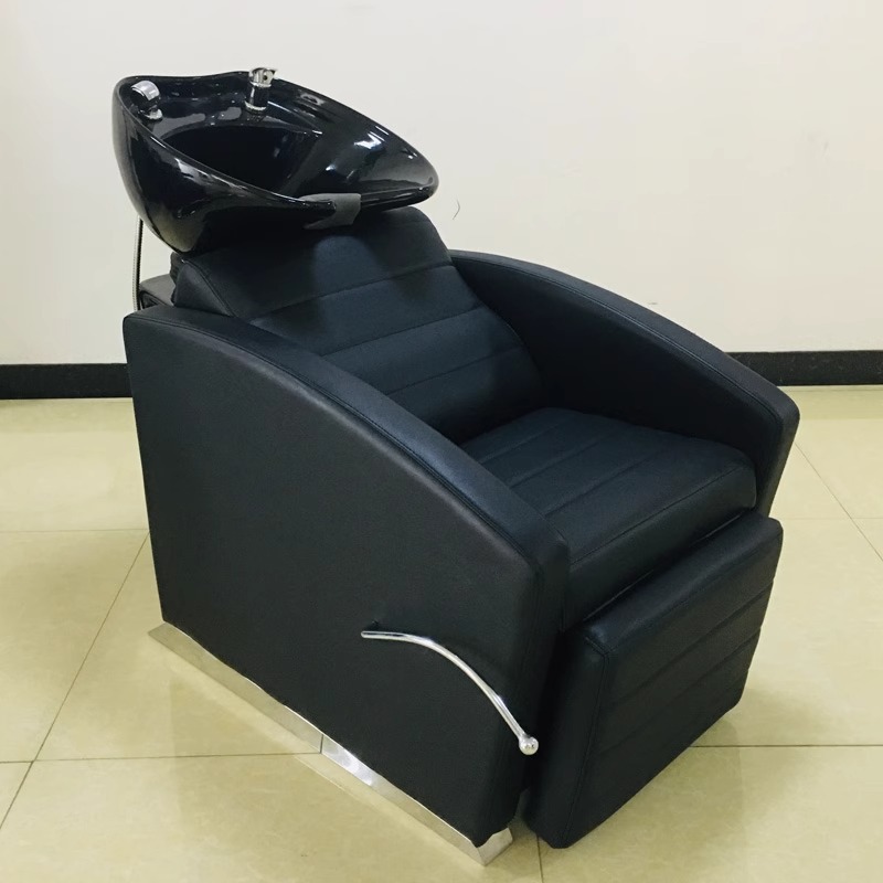 Barbería Cama de champú pequeña Lavado de cabello sentado Tumbona de peluquería Lavabo de cerámica especial para peluquería Lavabo profundo