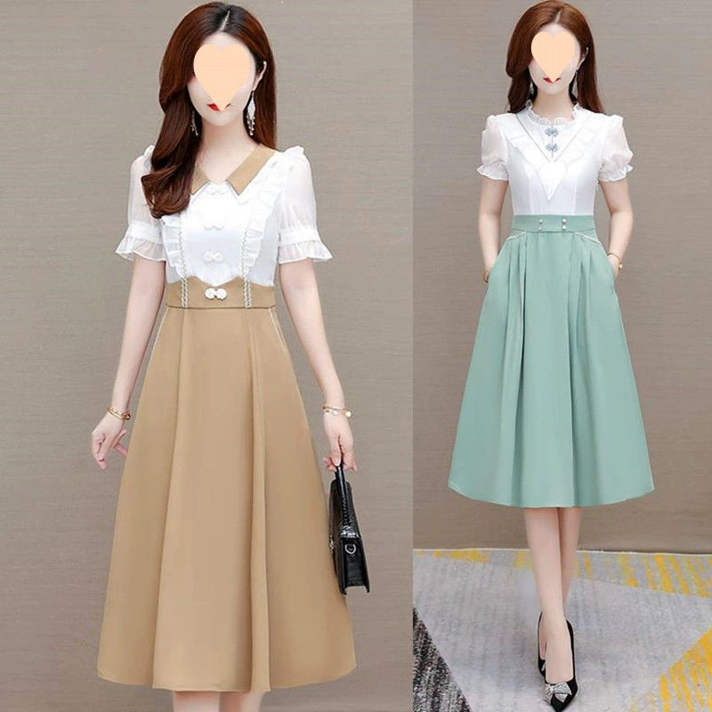 Модное элегантное платье-двойка для женщин, утягивающее, в стиле для мам, сезон 2025, молодящее