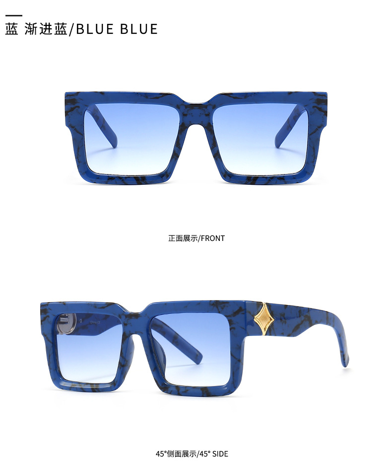 European And American Contrast Color Model Square Sunglasses display picture 5
