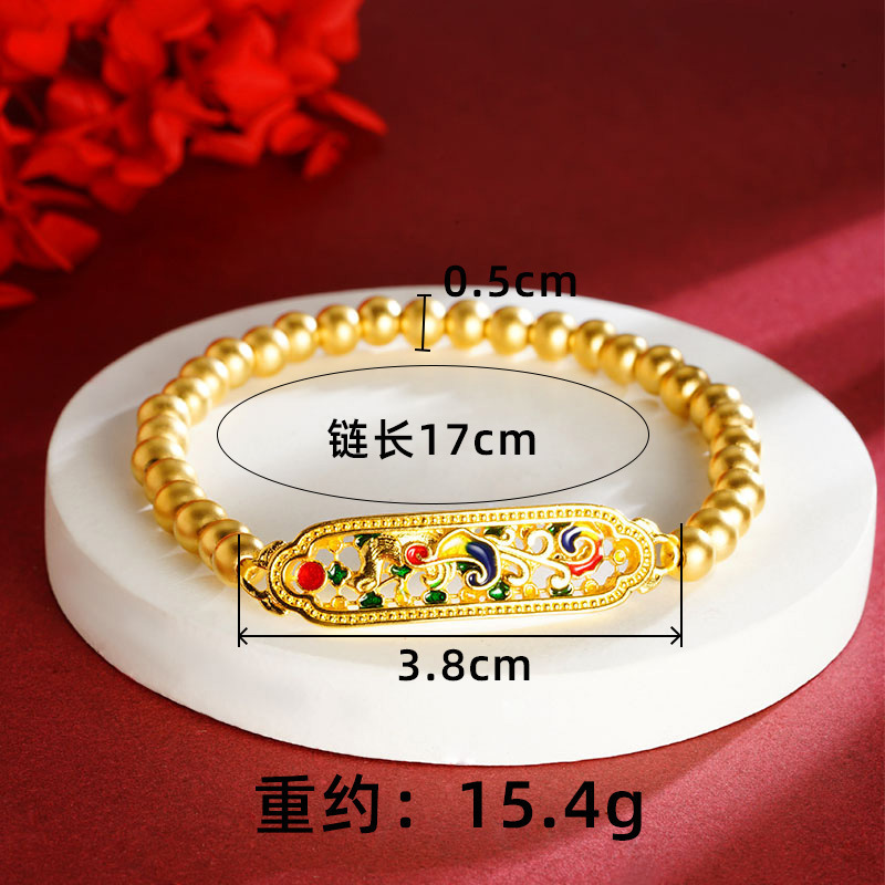 Nuevo brazalete chino de bambú de estilo chino para damas que no se desvanece durante mucho tiempo, brazalete de marea nacional de esmalte, joyería de latón dorado de arena vietnamita