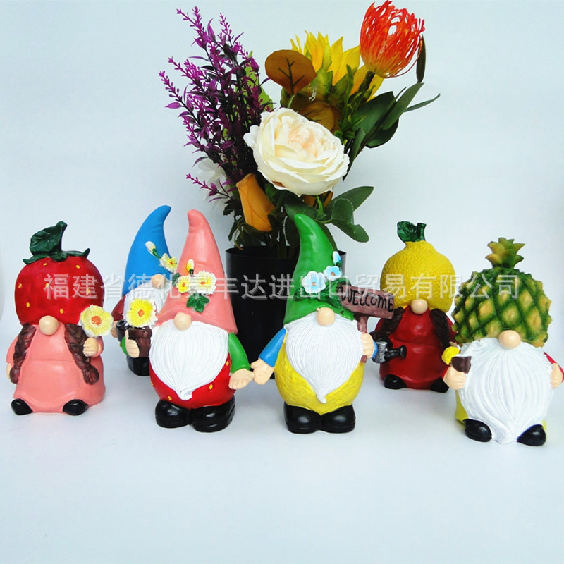 Cross-Border Resin Garden Gnome Fairy Decorations Courtyard Ornament Creative Fruit-Shaped Dwarf Crafts