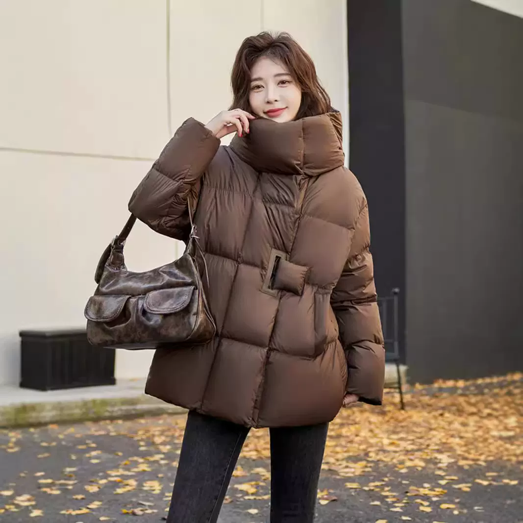 中长款羽绒服女2024冬季新款时尚加厚连帽高级感保暖白鸭绒外套潮