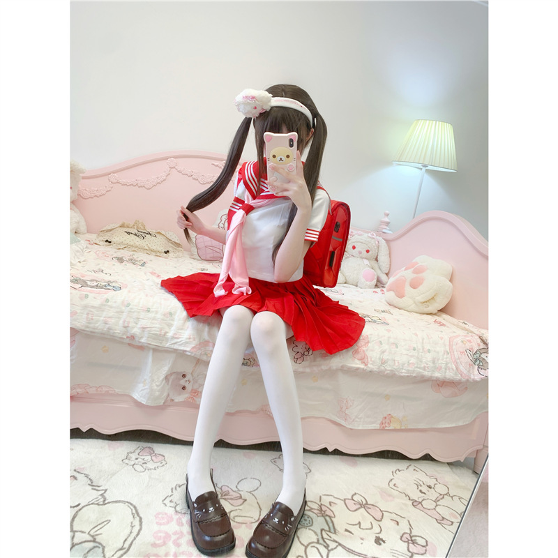 Peruca doble cola de caballo Xiaoluo mujer celebridad en línea diaria Lolita cabello largo recto natural Qi franja cubierta de cabeza jk Xiaoluo