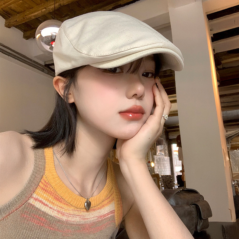 英伦风复古前进帽女秋冬季百搭反戴贝雷帽时尚大头围显脸小帽子潮|undefined