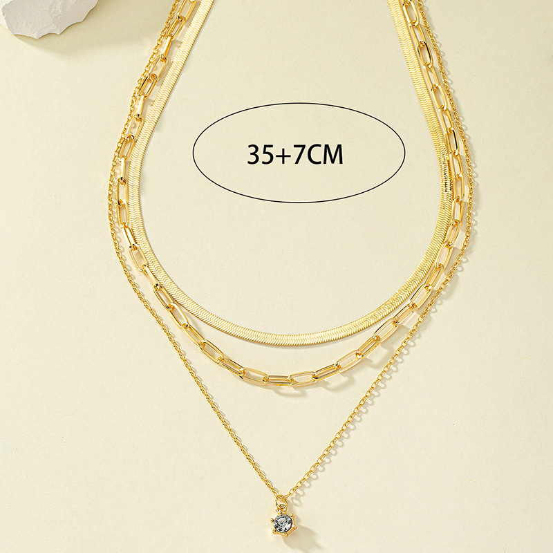 Basic Modern Style Geometric Alloy Plating Inlay Zircon Women's Layered Necklaces display picture 4