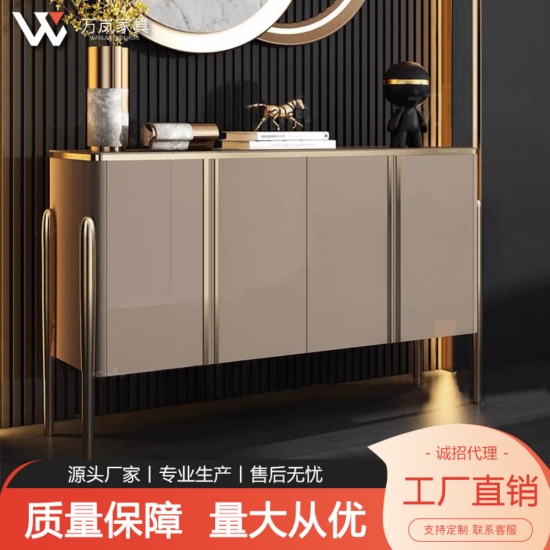 New Chinese Style Entrance Cabinet Light Luxury Wall-Mounted Integrated Storage Side Cabinet Rock Slab Sideboard Living Room Table Light Luxury Rock Slab