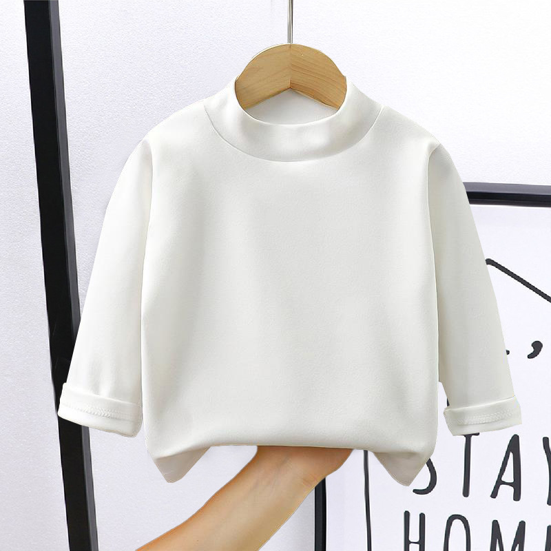 Directo de fábrica de otoño e invierno de terciopelo estilo occidental que basa la camisa superior de los niños 2023 nuevo medio cuello alto de manga larga Camiseta
