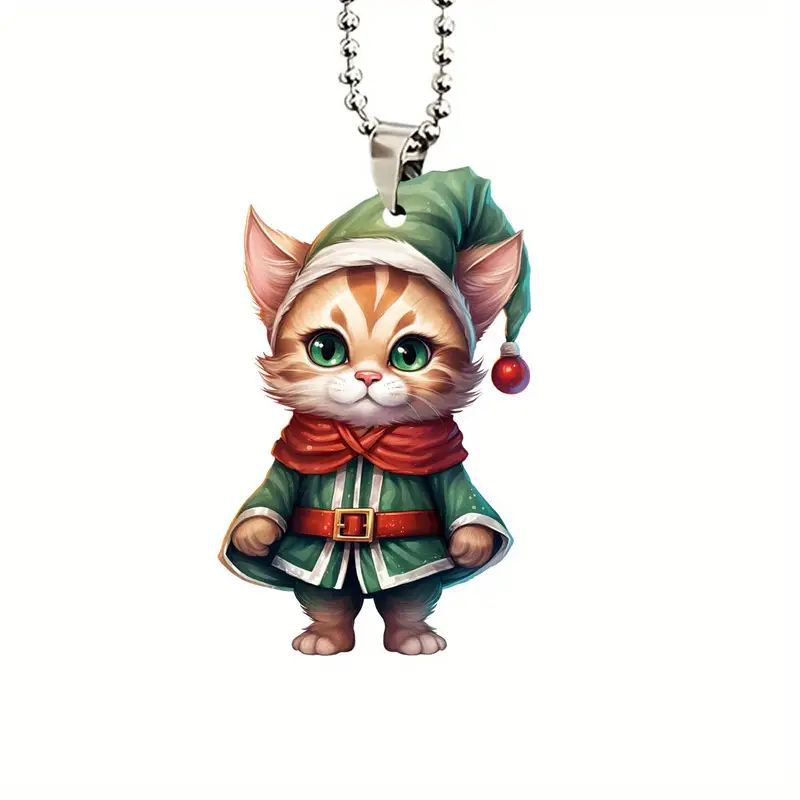 Cross-border nuevo adorable gatito colgante acrílico plano de vacaciones colgante de espejo retrovisor de automóvil colgante de llavero colgante