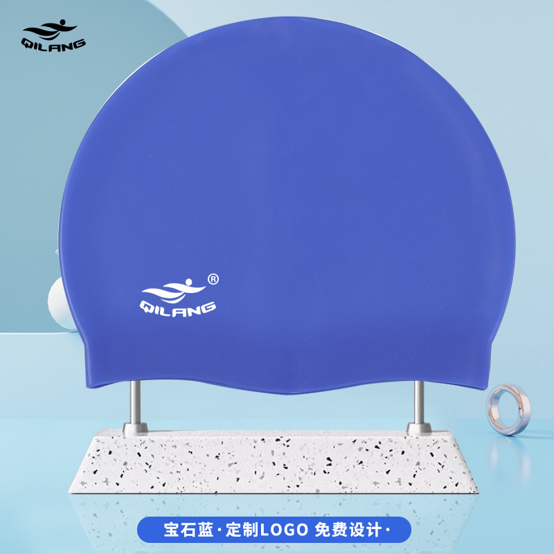 Gorro de baño de silicona para adultos al por mayor grueso 55g niños y niñas impermeable color sólido logotipo impreso gorro de baño fábrica recto