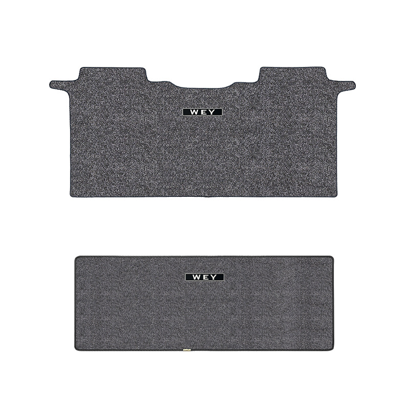 Universal Foot Pad: Gaoshan 9 Car Floor - middle-row-three-rows-gray-imitation-cashmere-material