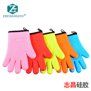 Cotton five-finger short oven microwave oven heat insulation anti-scalding baking BBQ Barbecue silicone gloves in stock