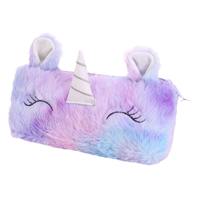 Estilo coreano chica corazón ins unicornio caja de lápiz de dibujos animados chica linda bolsa de papelería de peluche estudiante de la escuela primaria caja de lápiz