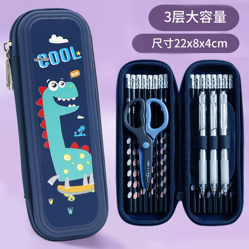 Bolsas de lápiz para estudiantes de primaria de grado uno o dos caja de papelería de dibujos animados de jardín de infantes caja de lápiz para niños súper fuego caja de lápiz de aluminio