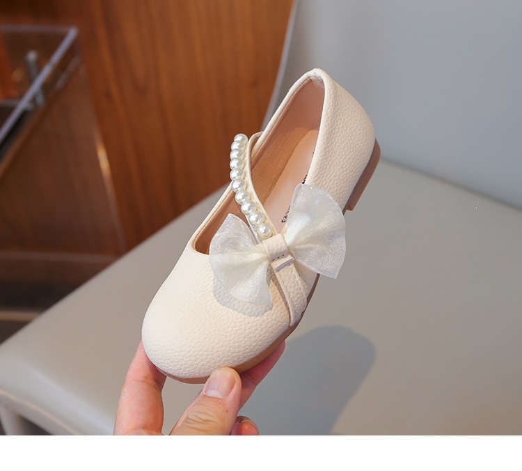 Mädchen Leder Slipper Mit Perlen Schleife Und Weicher Sohle_voghion.com