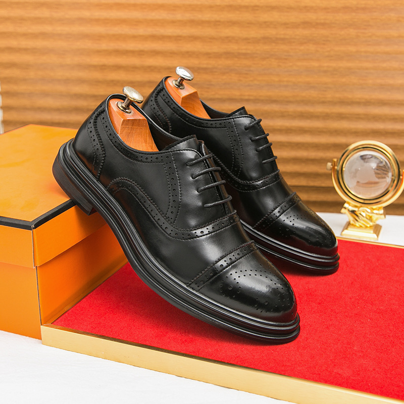 ShoeVault Scarpe da uomo in pelle con suola spessa, formali, casual, stringate, stile Derby, taglie forti, color block, da matrimonio_voghion.com