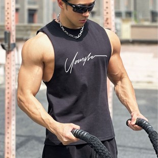 Summer Men's Sweat-Absorbent Fitness Sports Sleeveless Shirt Korean Style Loose Breathable Elastic Training Vest Basketball Uniform