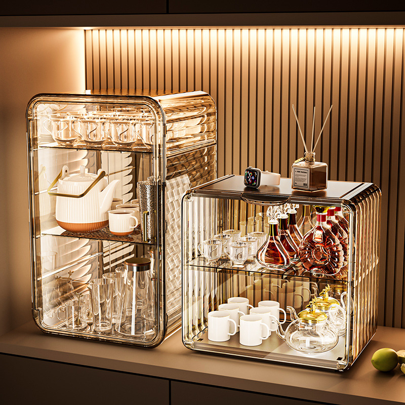 BG54 wholesale dustproof cup storage rack tea bar countertop cup holder water cup storage rack tea set tea cup holder coffee