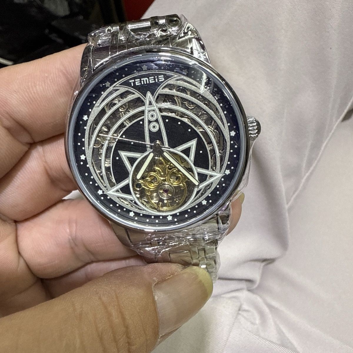 Men's Automatic Mechanical Watch With Luminous Starry Sky Dial_voghion.com