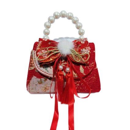 Bolsas de arco para niños bolsas de Año Nuevo bolsas rojas bolsas de rosa bolsas portátiles de perlas para niñas bolsas de princesa