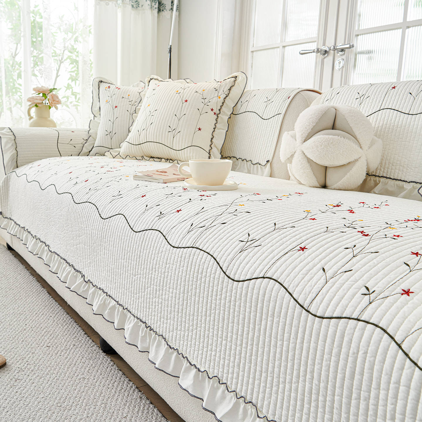 纯棉沙发垫四季通用2025新款防滑全棉坐垫套罩小清新高级感盖布巾